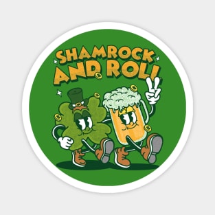 Shamrock and roll st patricks day retro cartoon Magnet